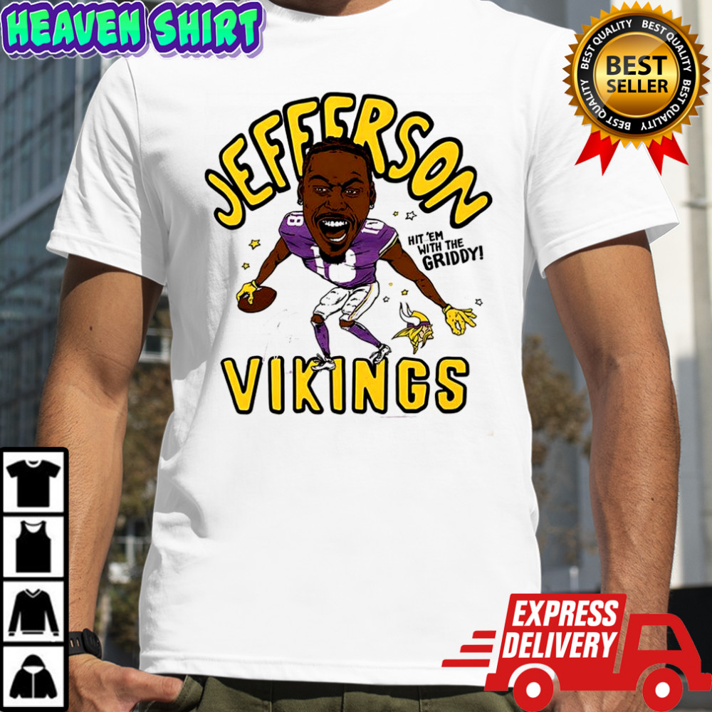 Justin Jefferson Minnesota Vikings football caricature player graphic signature shirt