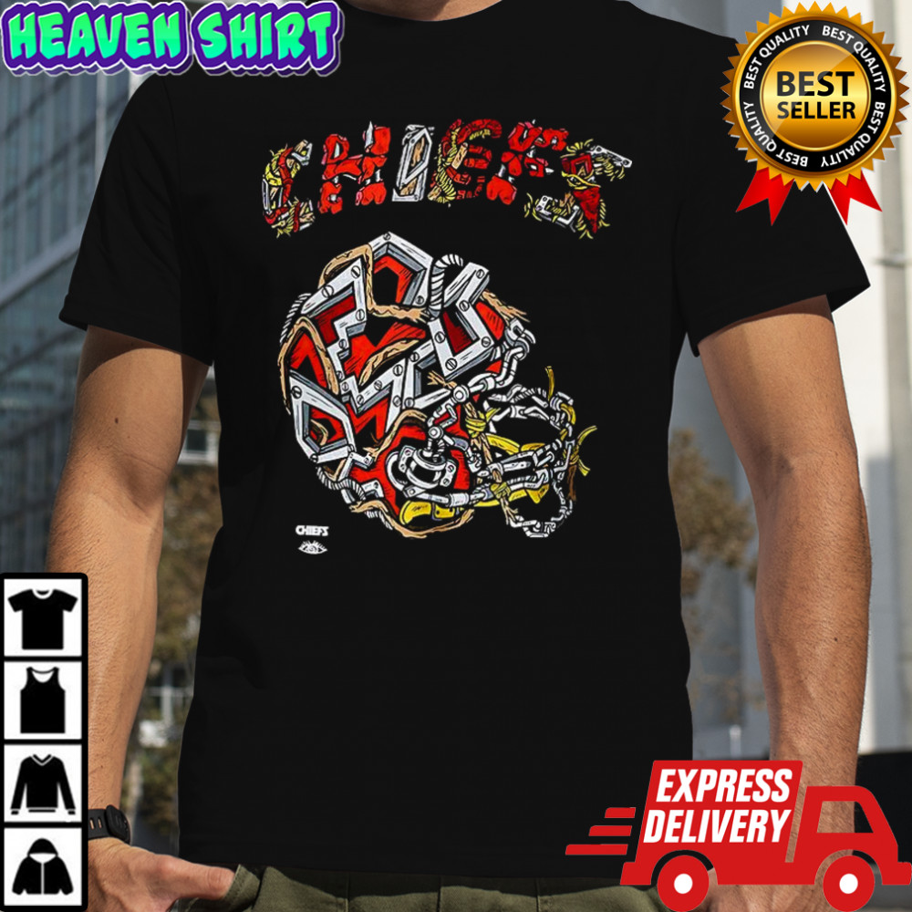 Kansas City Chiefs football helmet distortedd leaders shirt