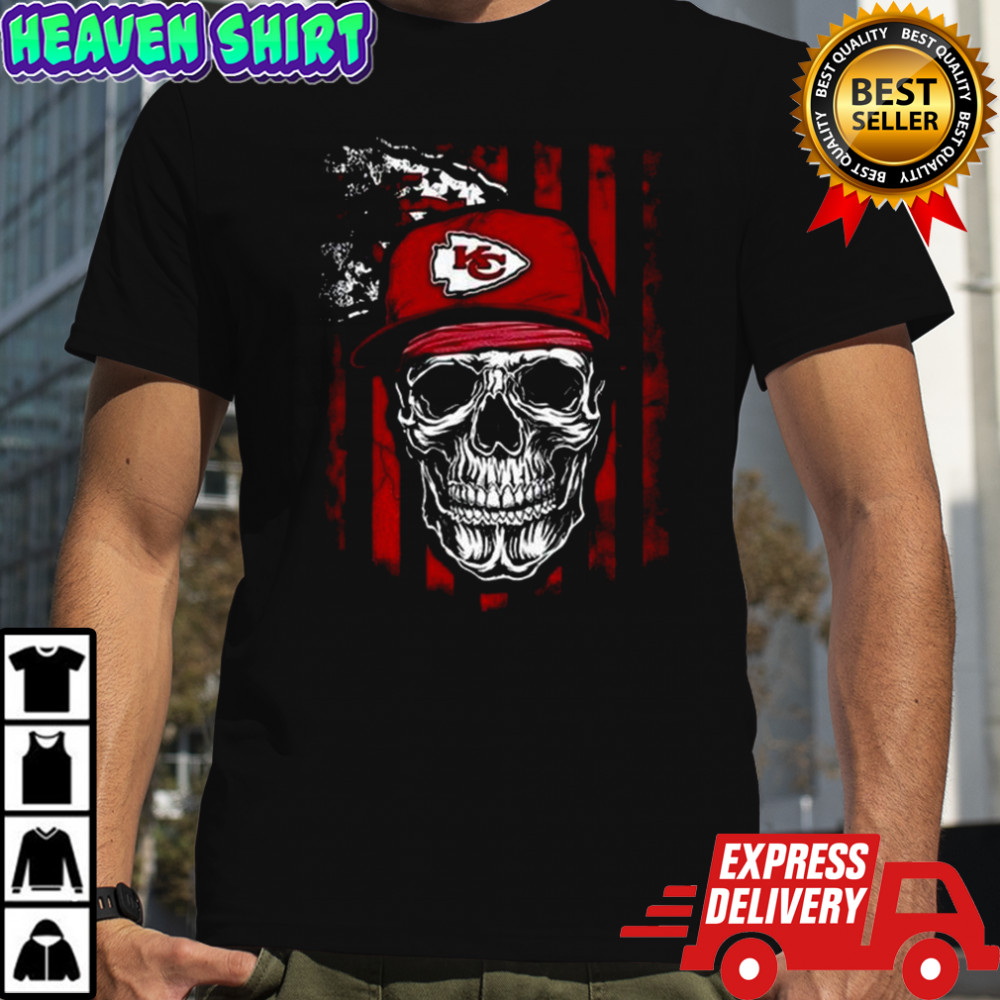 Kansas City Chiefs NFL Skull American Flag Football Lover T-Shirt