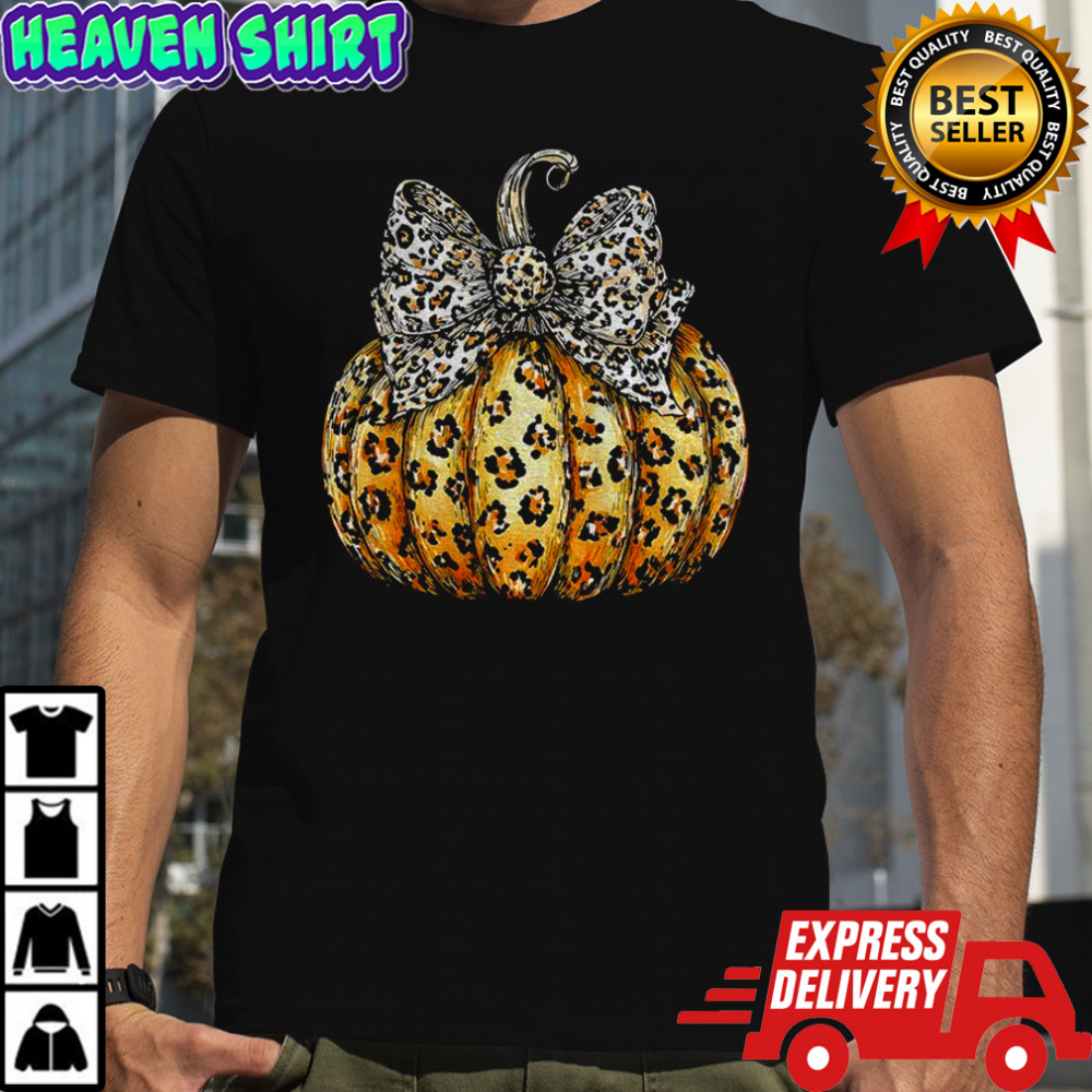 Leopard pumpkin preppy ghost boo spooky coquette Halloween shirt