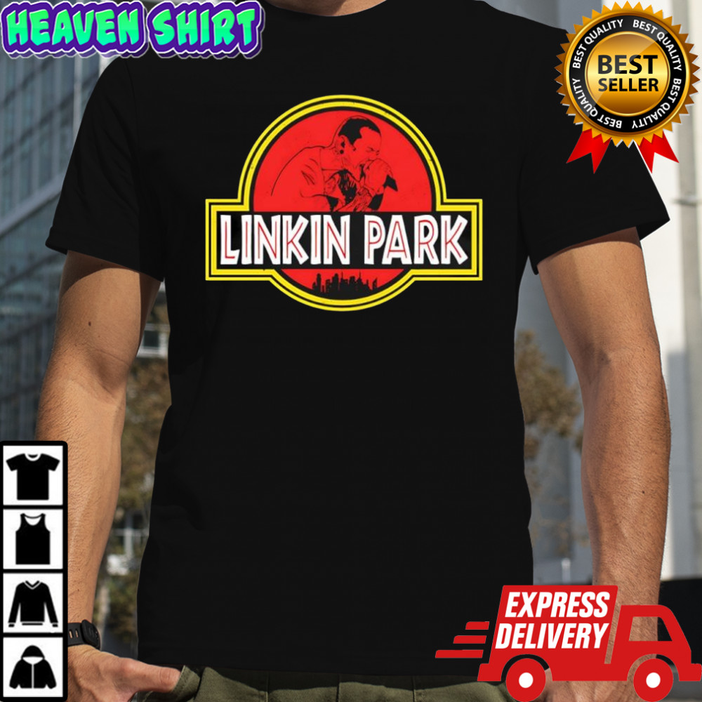 Linkin Park rock band mash up Jurassic Park logo shirt
