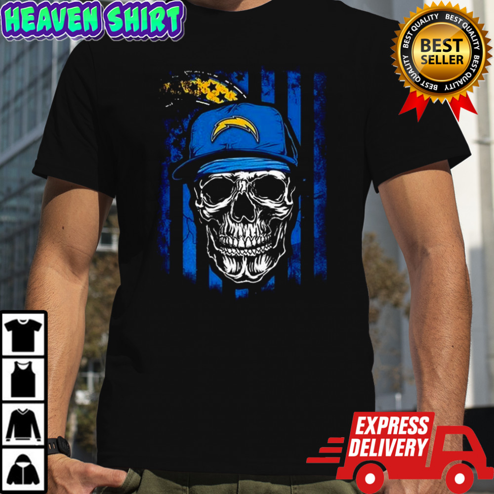 Los Angeles Chargers NFL Skull American Flag Football Lover T-Shirt
