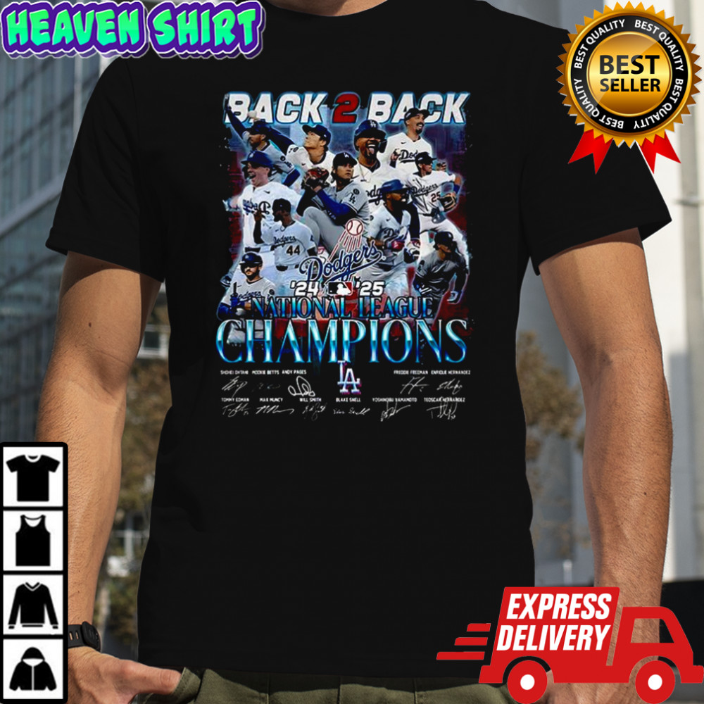 Los Angeles Dodgers baseball 2025 National League Champions back to back signature shirt