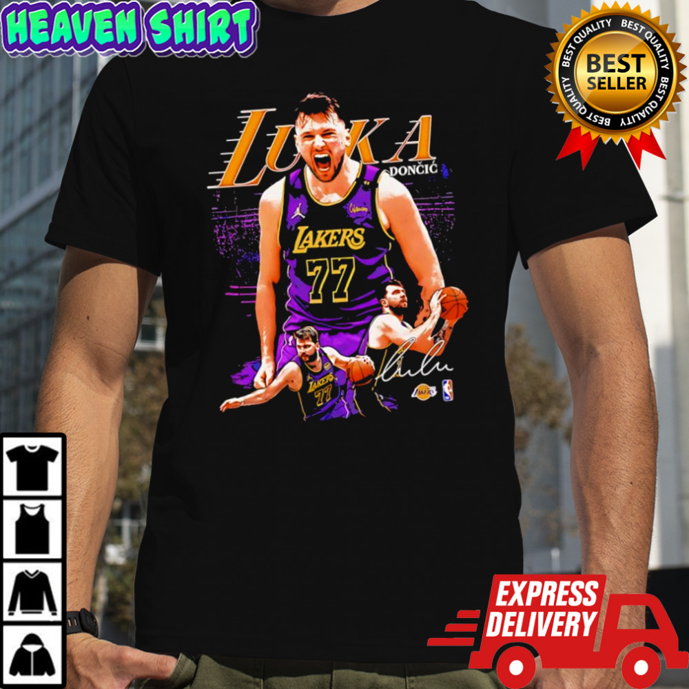 Luka Dončić Los Angeles Lakers number 77 signature jersey shirt