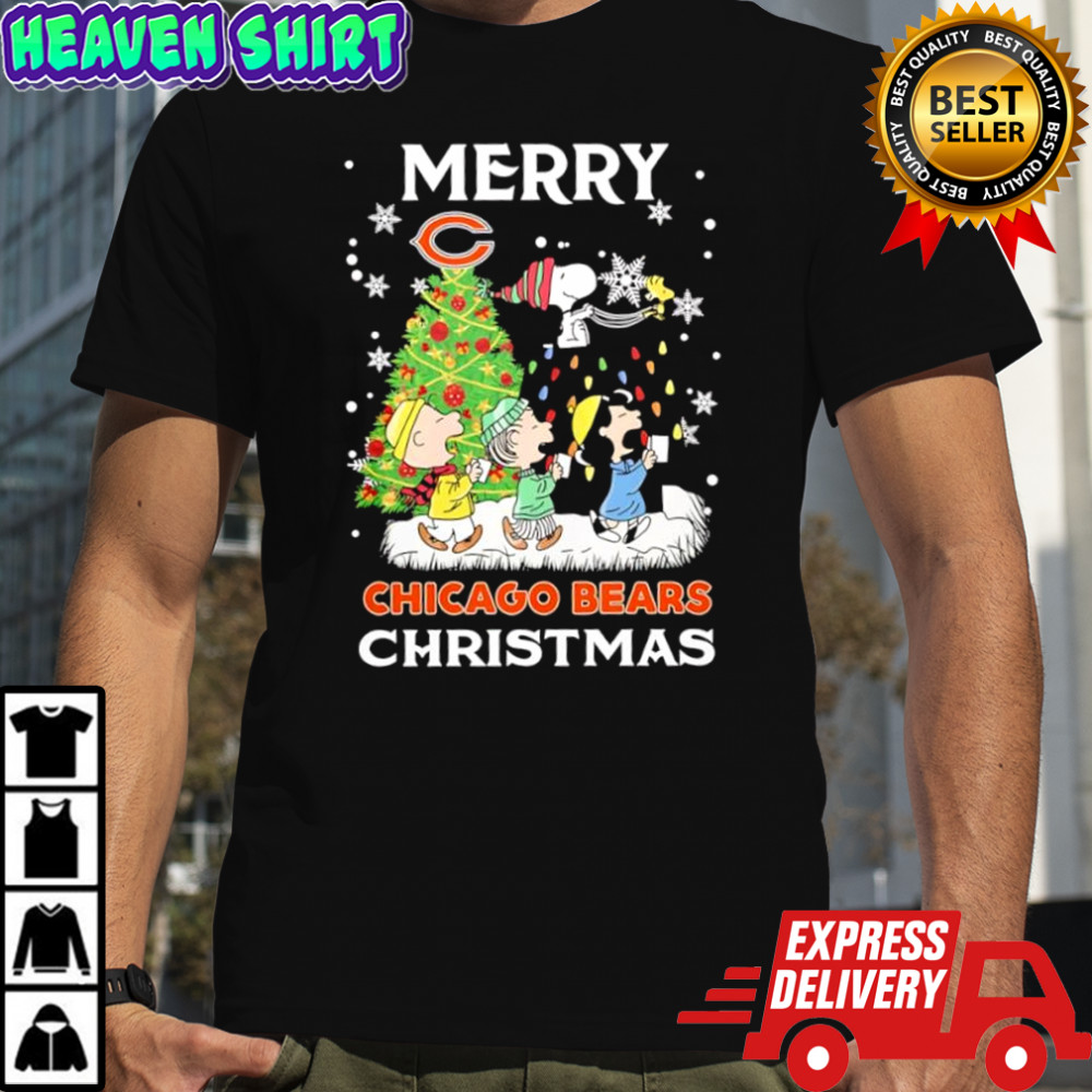 Merry Chicago Bears Christmas with Peanuts characters shirt