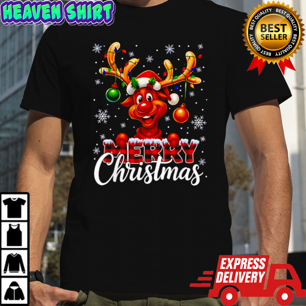 Merry Christmas Reindeer Plaid Pajamas Xmas shirt