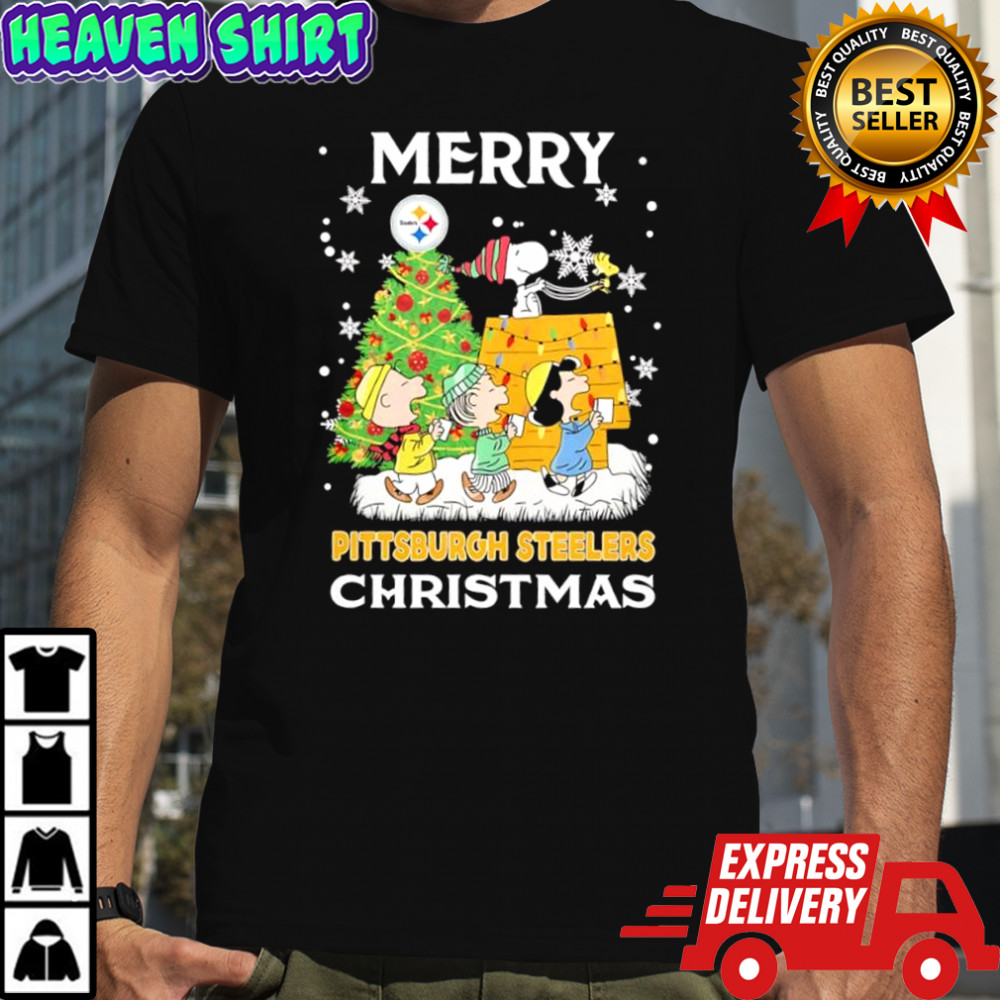 Merry Pittsburgh Steelers Christmas with Peanuts characters shirt