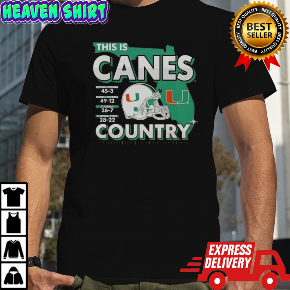 Miami Hurricanes This Is Canes Country Florida Map T-Shirt