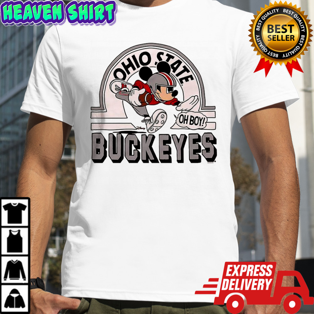 Mickey Mouse Disney x Ohio State Buckeyes football logo shirt