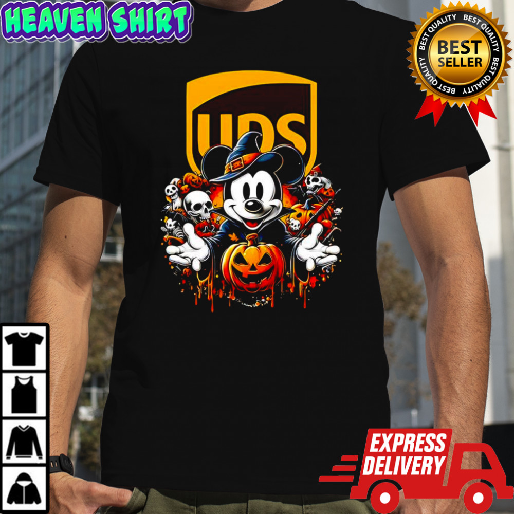 Mickey Mouse vs UPS logo Halloween wizard skulls pumpkin shirt
