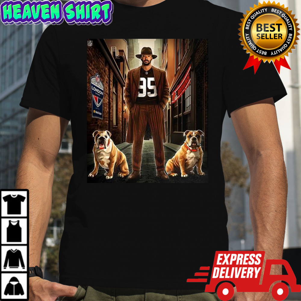 Myles Garrett Cleveland Browns football gameday in London Bull Dog shirt