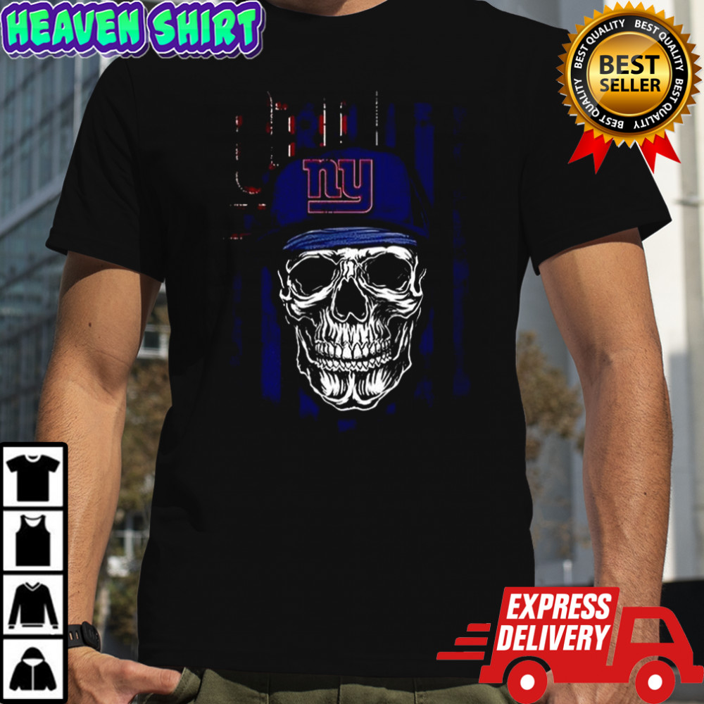 New York Giants NFL Skull American Flag Footaball Lover T-Shirt