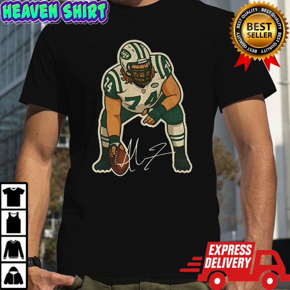 Nick Mangold cartoon New York Jets NFL Football tribute signature shirt