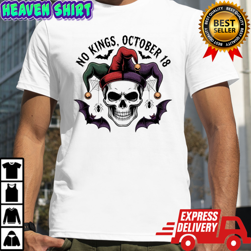 No Kings Day October 18 Cute Jester Skull Halloween shirt