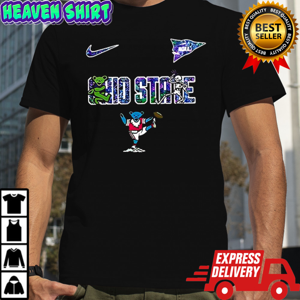 Ohio State Buckeyes Grateful Dead 60th anniversary bear mascots Double-Sided shirt