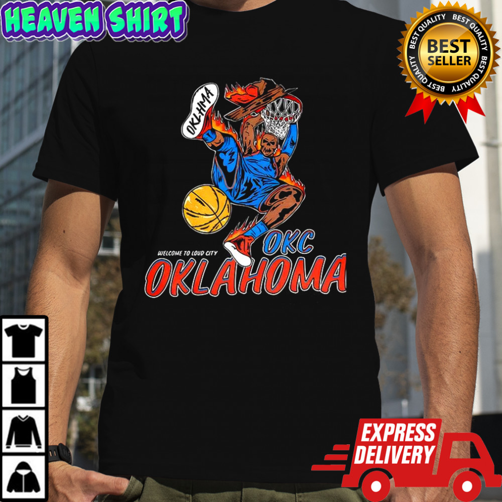 Oklahoma City Thunder NBA welcome to Oklahoma skeleton dunk shirt