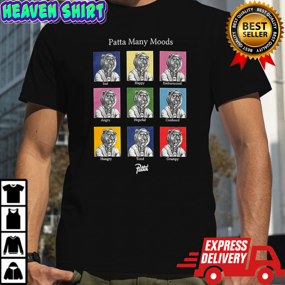 Patta Many Moods sad happy embarrassed angry hopeful confused hungry tired grumpy shirt