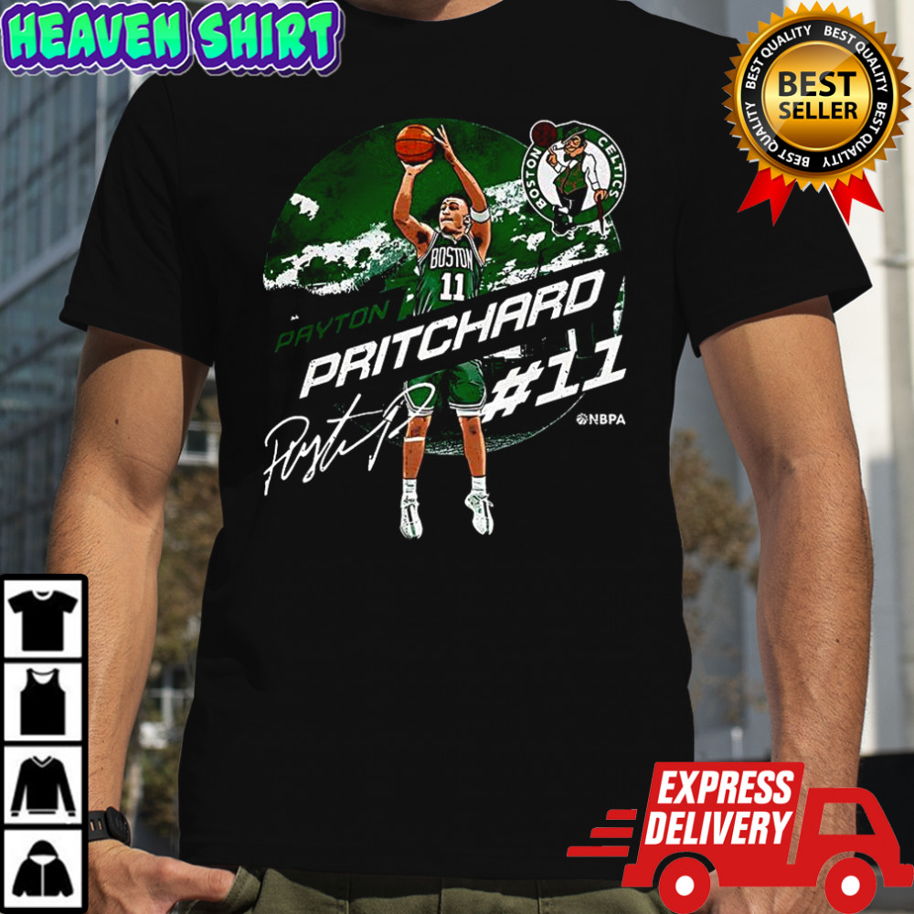 Payton Pritchard Boston Celtics NBA 2025 Emblem number 11 signature shirt