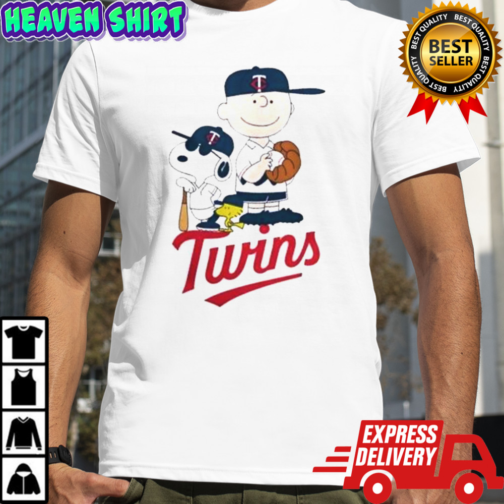 Peanuts Characters Snoopy And Charlie Brown X Minnesota Twins Baseball T-Shirt
