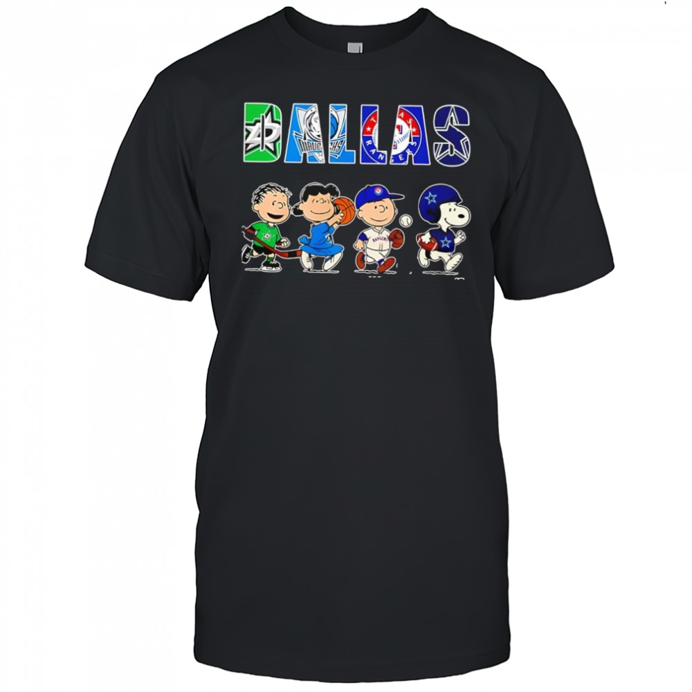 Peanuts characters x Dallas Stars Dallas Mavericks Texas Rangers Dallas Cowboys sports teams shirt