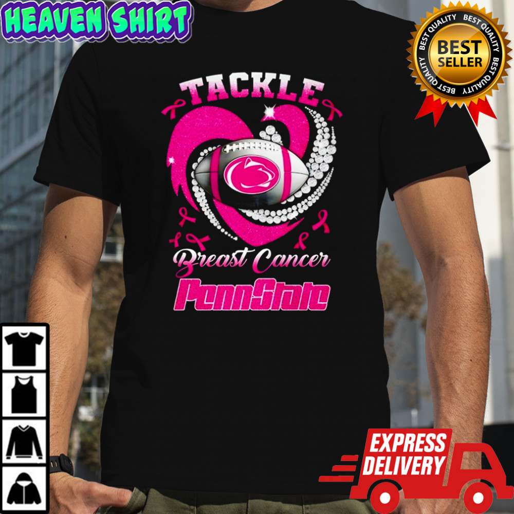 Penn State Nittany Lions Tide Breast Cancer Awareness Tackle heart shirt