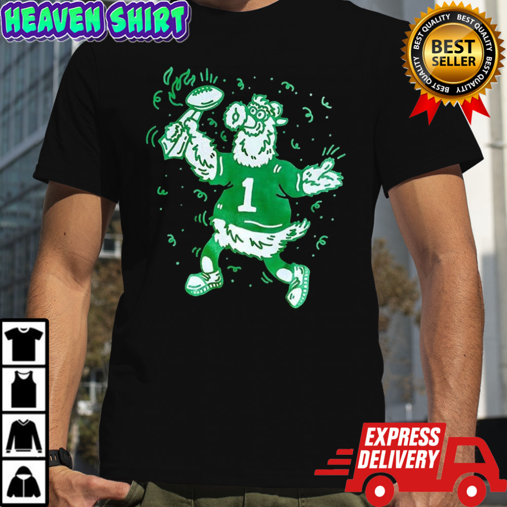 Philadelphia Phillies baseball Phllie Phanatic Super Bowl trophy Champs mascot shirt