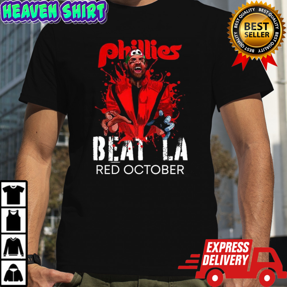 Philadelphia Phillies Beat Los Angeles Dodgers baseball red october Halloween shirt