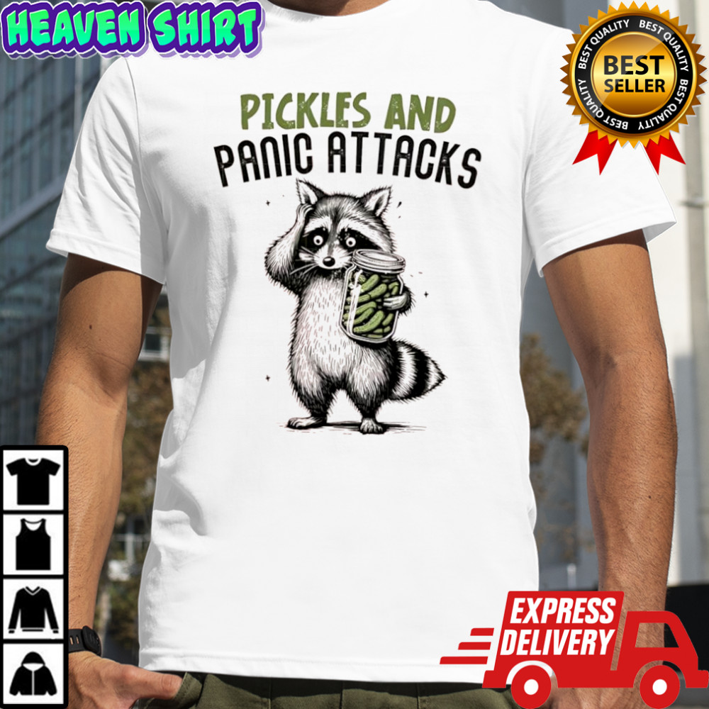 Pickles and Panic Attacks Mental health Retro Raccoon shirt