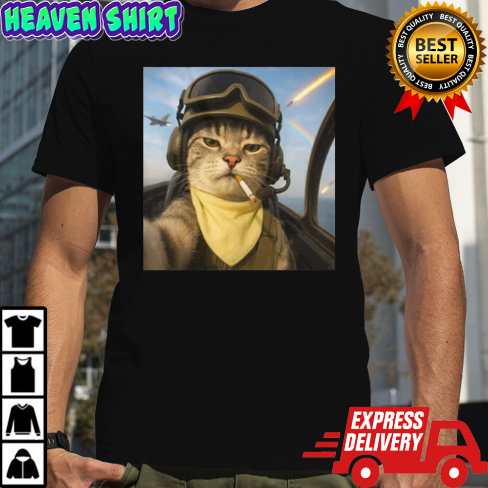 Pilot Cat Selfie Meme T-Shirt