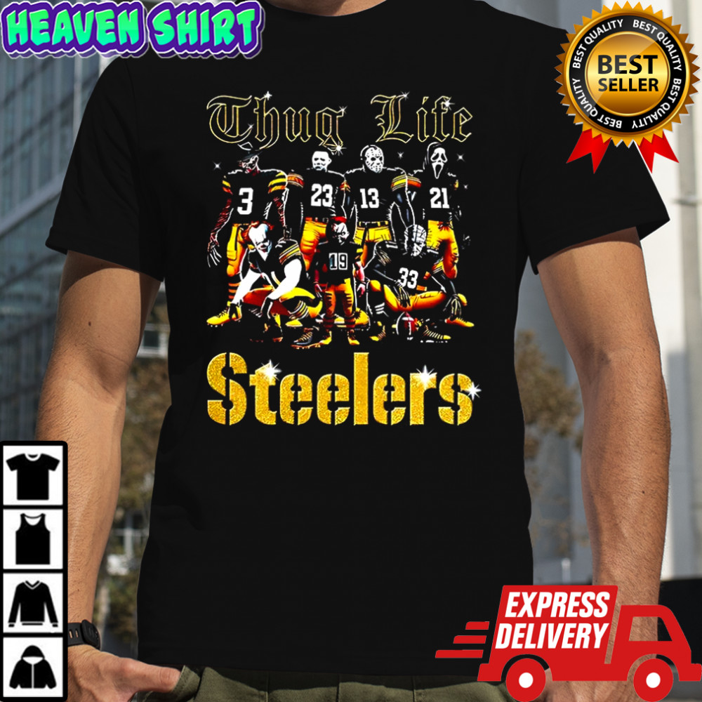 Pittsburgh Steelers fooball Thug Life horror Halloween characters shirt
