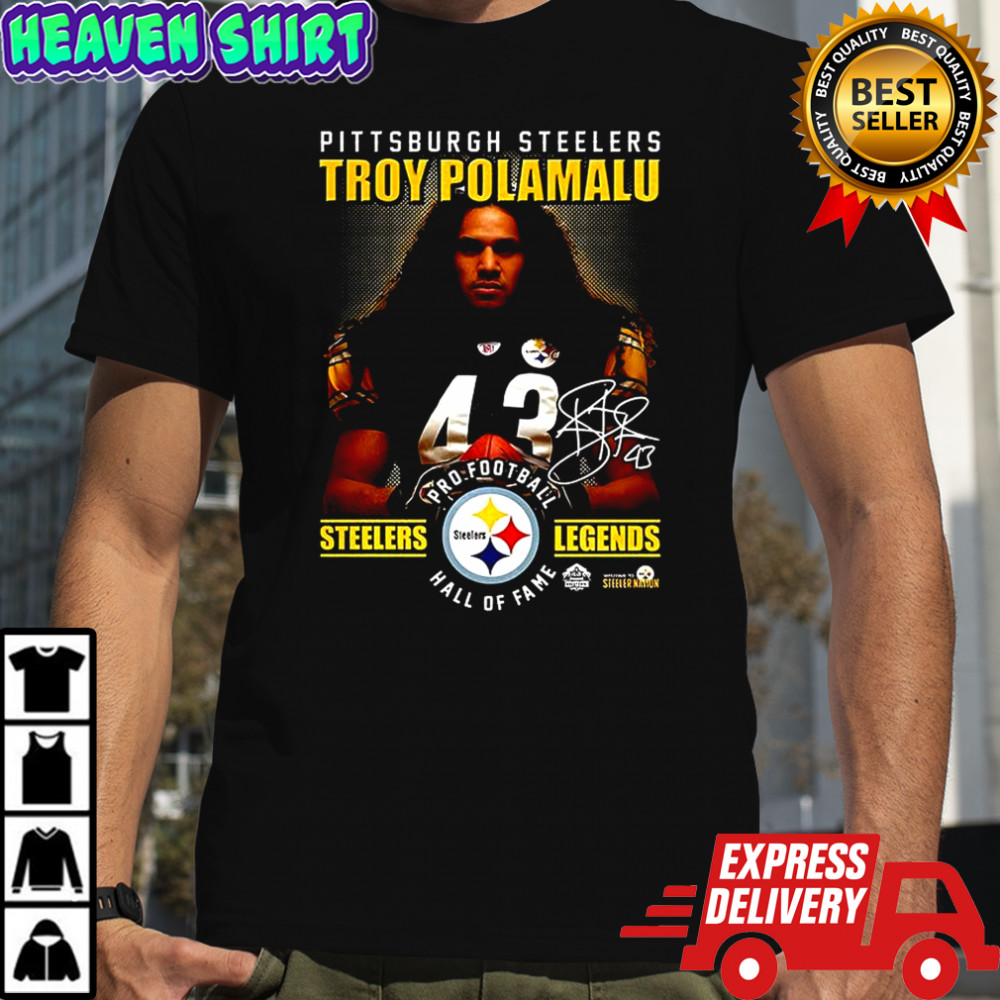 Pittsburgh Steelers football Troy Polamalu Hall of fame signature shirt