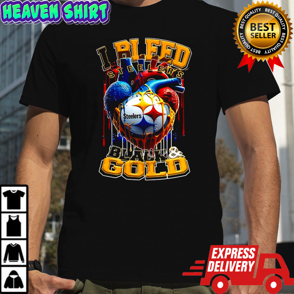 Pittsburgh Steelers NFL I bleed Steelers black and gold heart football lovers shirt