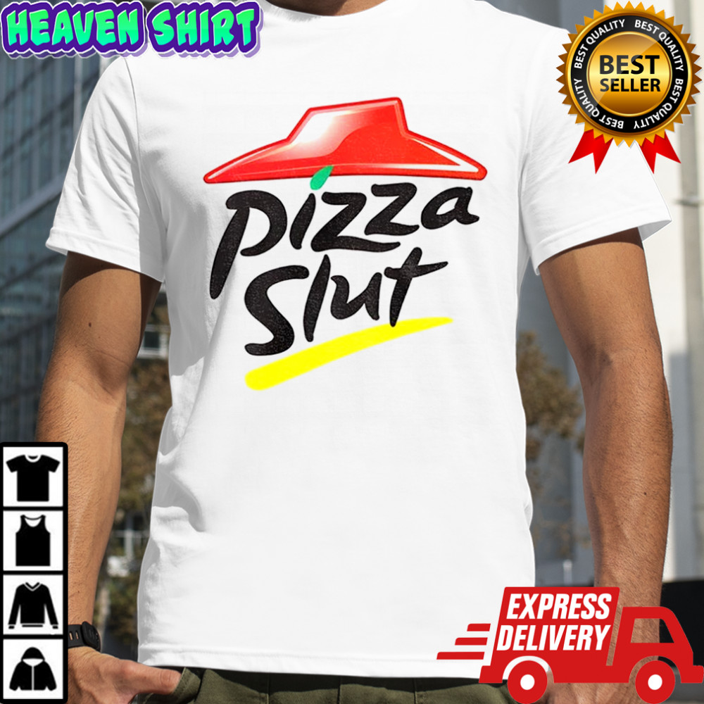 Pizza Slut Pizza Hut logo parody shirt