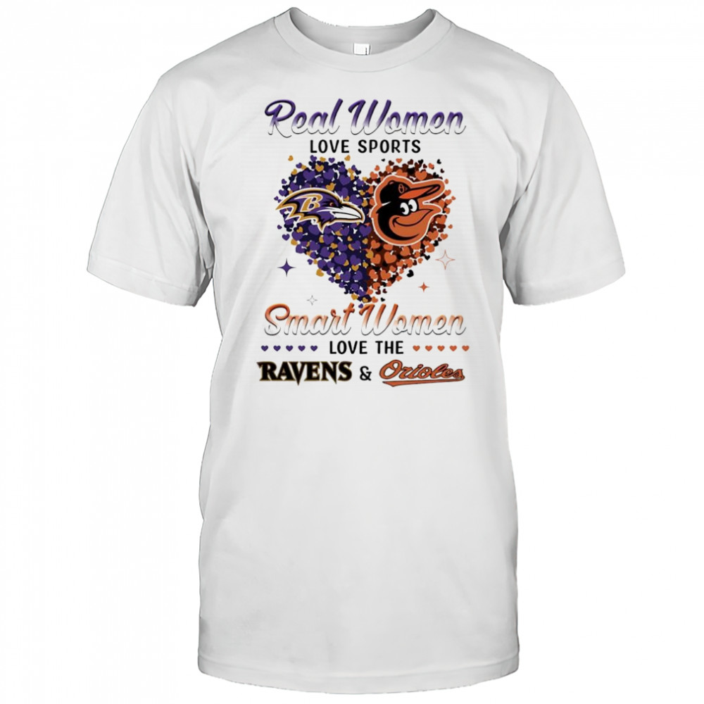 Real Women love sports smart women love the Baltimore Ravens & Baltimore Orioles shirt