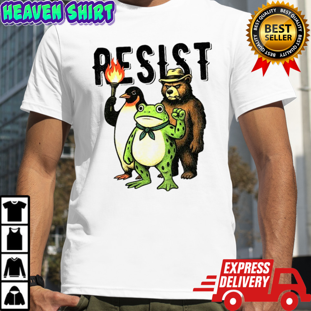 Resist Portland Frog Penguin Bear Resist Abolish ICE shirt