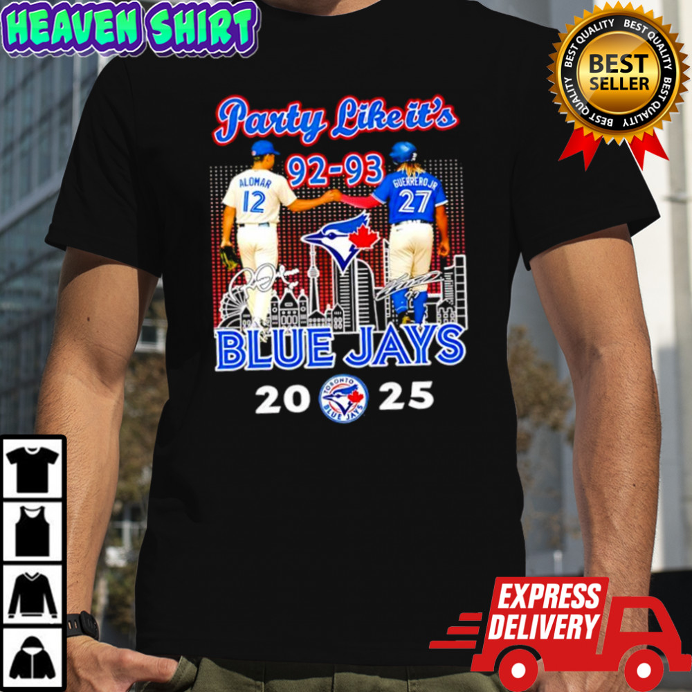 Roberto Alomar & Vladimir Guerrero Jr. Toronto Blue Jays party like it’s 92 93 signatures players shirt