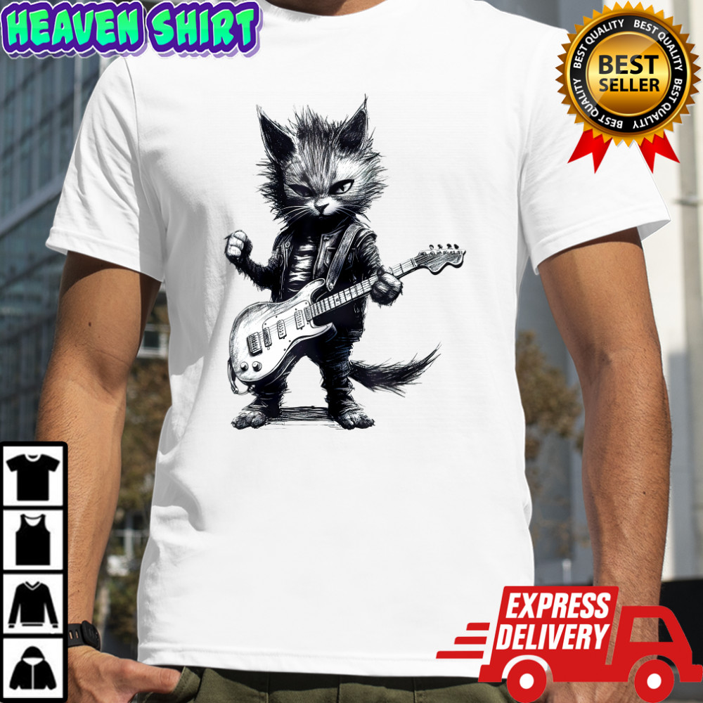 Rock Cat Playing Guitar Shirt