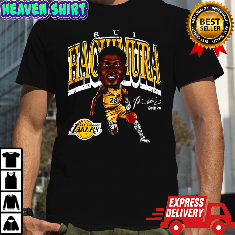 Rui Hachimura Los Angeles Lakers basketball cartoon signature shirt