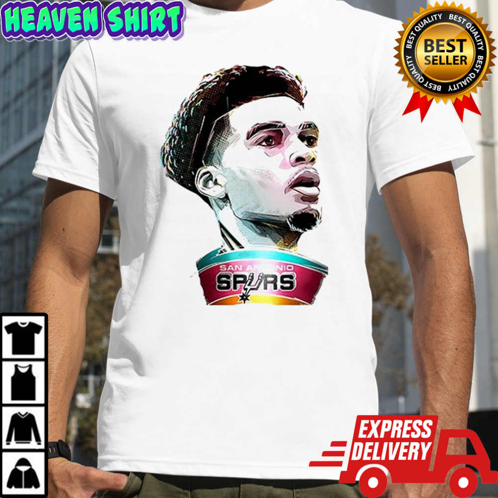 San Antonio Spurs Victor Wembanyama cartoon illustration portrait Double-Sided T-shirt