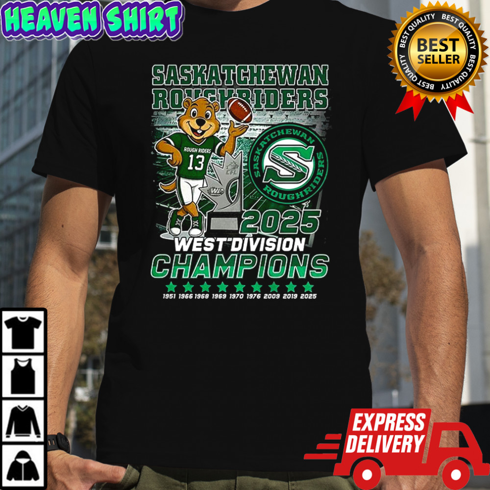 Saskatchewan Roughriders West Division Champions 2025 trophy mascot shirt