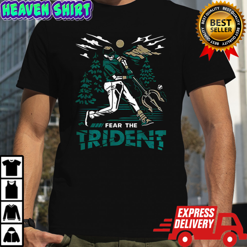 Seattle Mariners baseball Fear the Trident skeleton throwing ball shirt