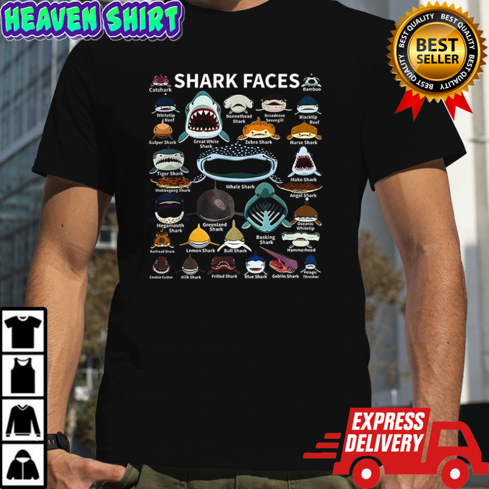 Shark faces type of shark shirt