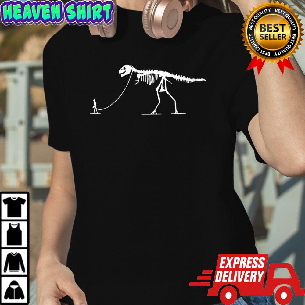 Skeleton man walking skeleton dinosaur pet shirt