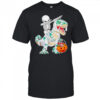 Skeleton Riding Dancing Dab Dinosaur Trex Halloween shirt