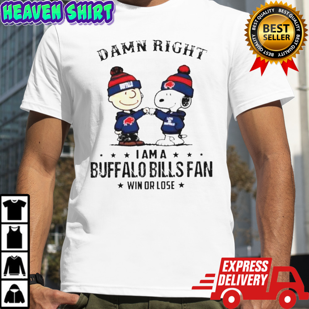 Snoopy And Charlie Brown Damn Right I Am A Buffalo Bills Fan Win Or Lose T-Shirt