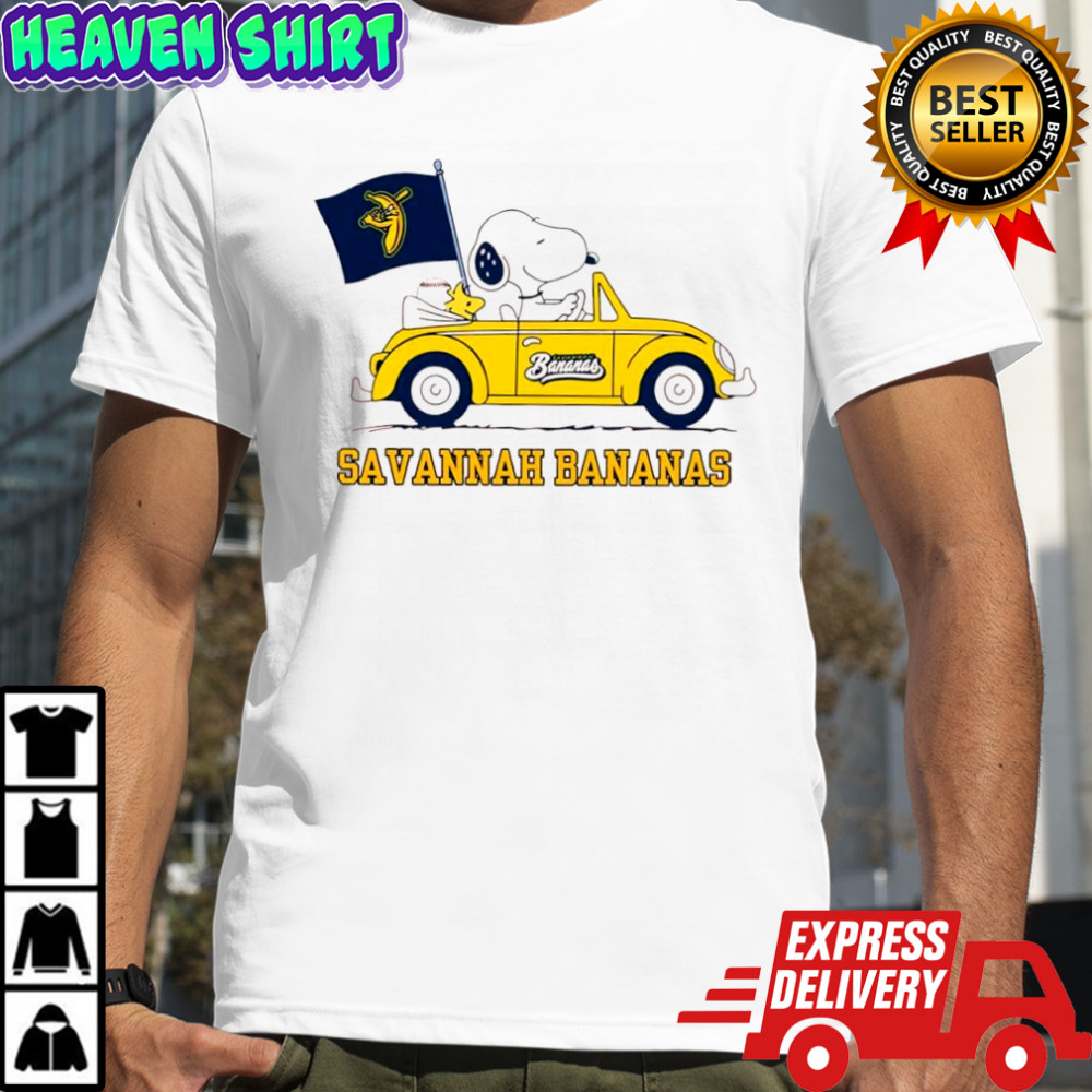 Snoopy and Woodstock x Savannah Bananas driving car shirt