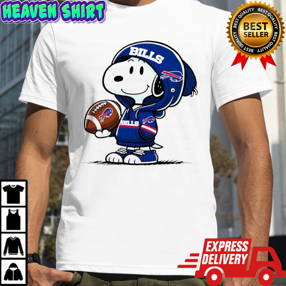 Snoopy wears Buffalo Bills hoodie logo shirt