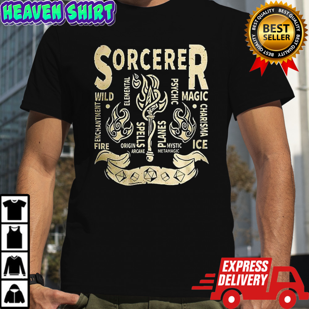 Sorcerer Grunge Dungeons and Dragons shirt