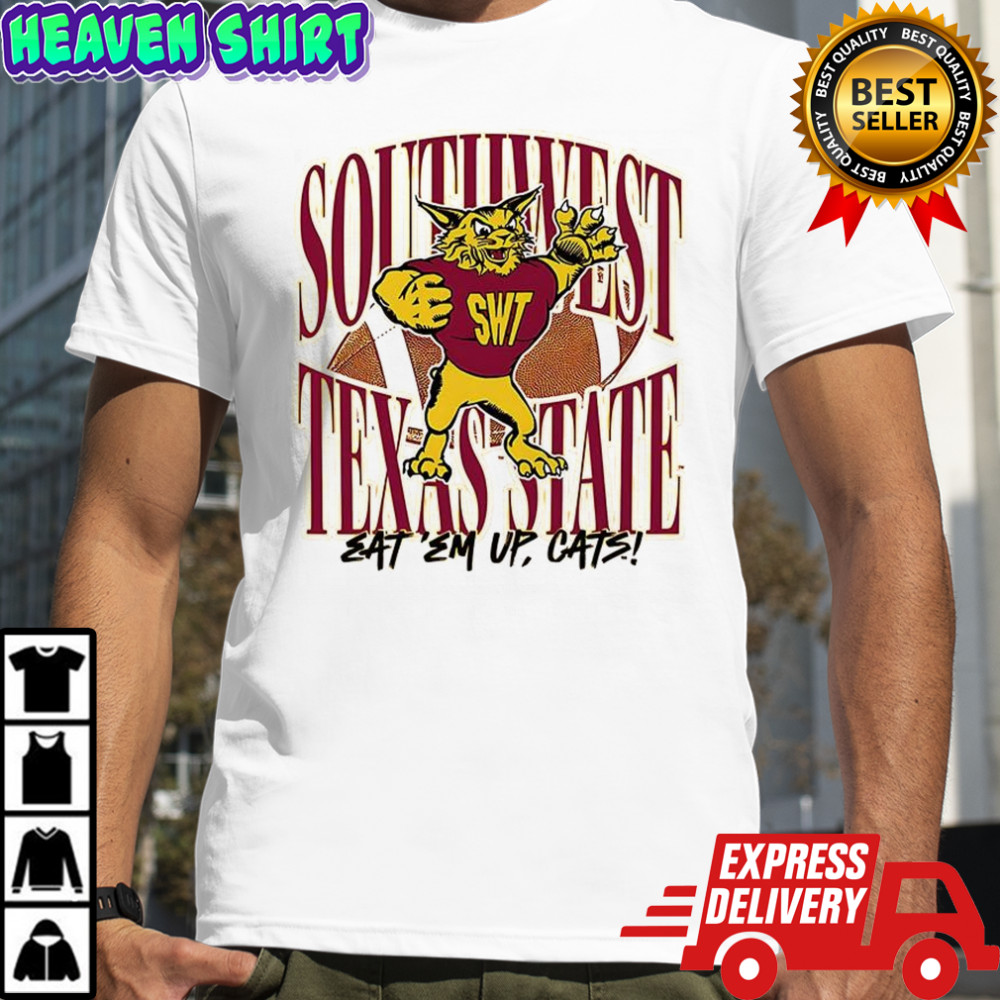 Southwest Texas State 1990s eat ’em up cats mascot shirt