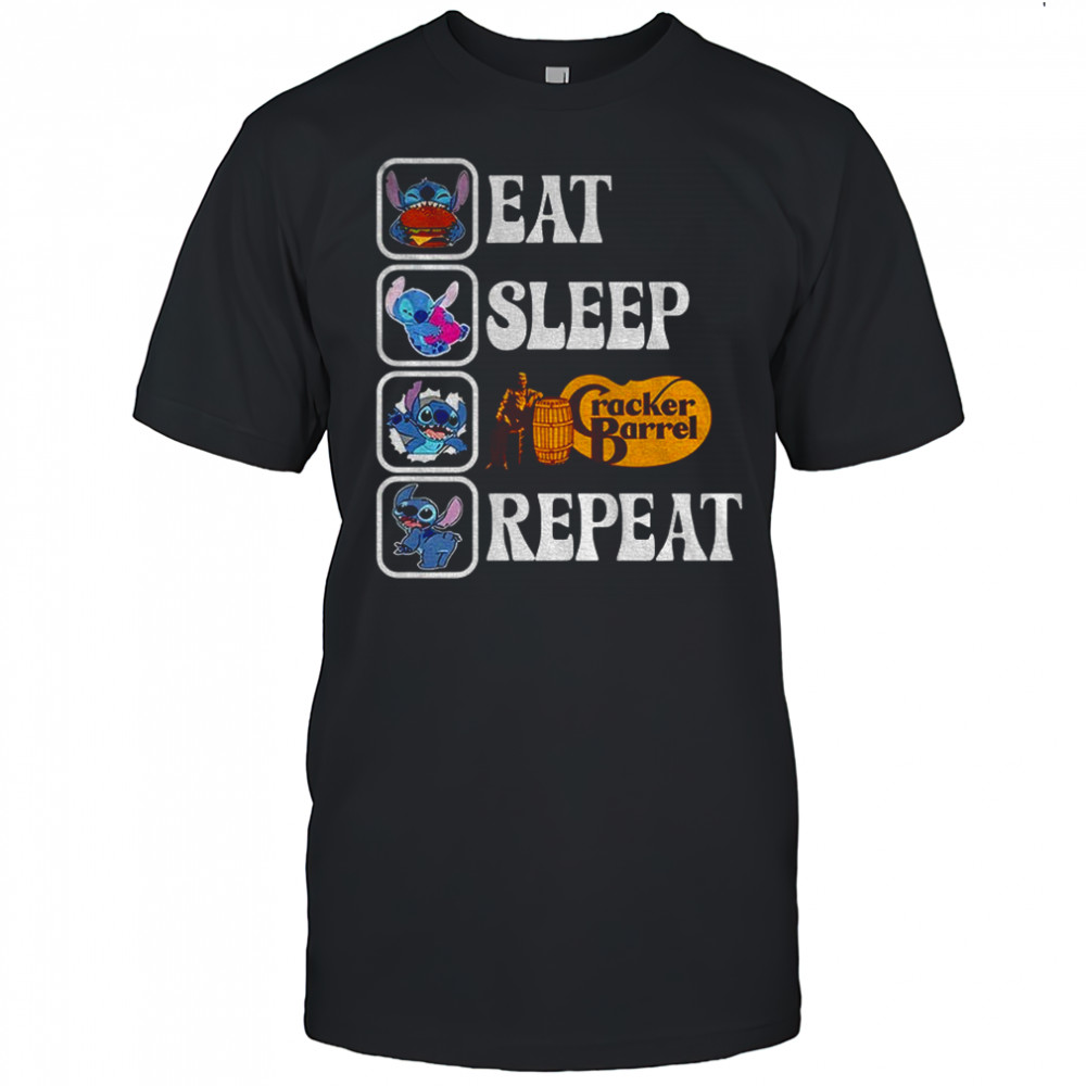 Stitch eat sleep Cracker Barrel repeat shirt